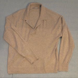 Everlane size L cashmere collared sweater “greige” color